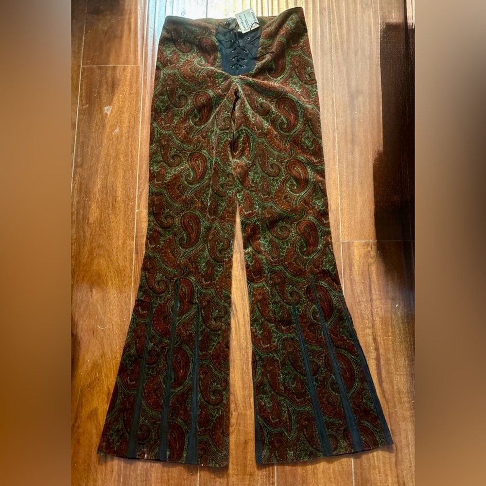 Vintage Bebe Paisley Bell Bottom Flare Pants NWT